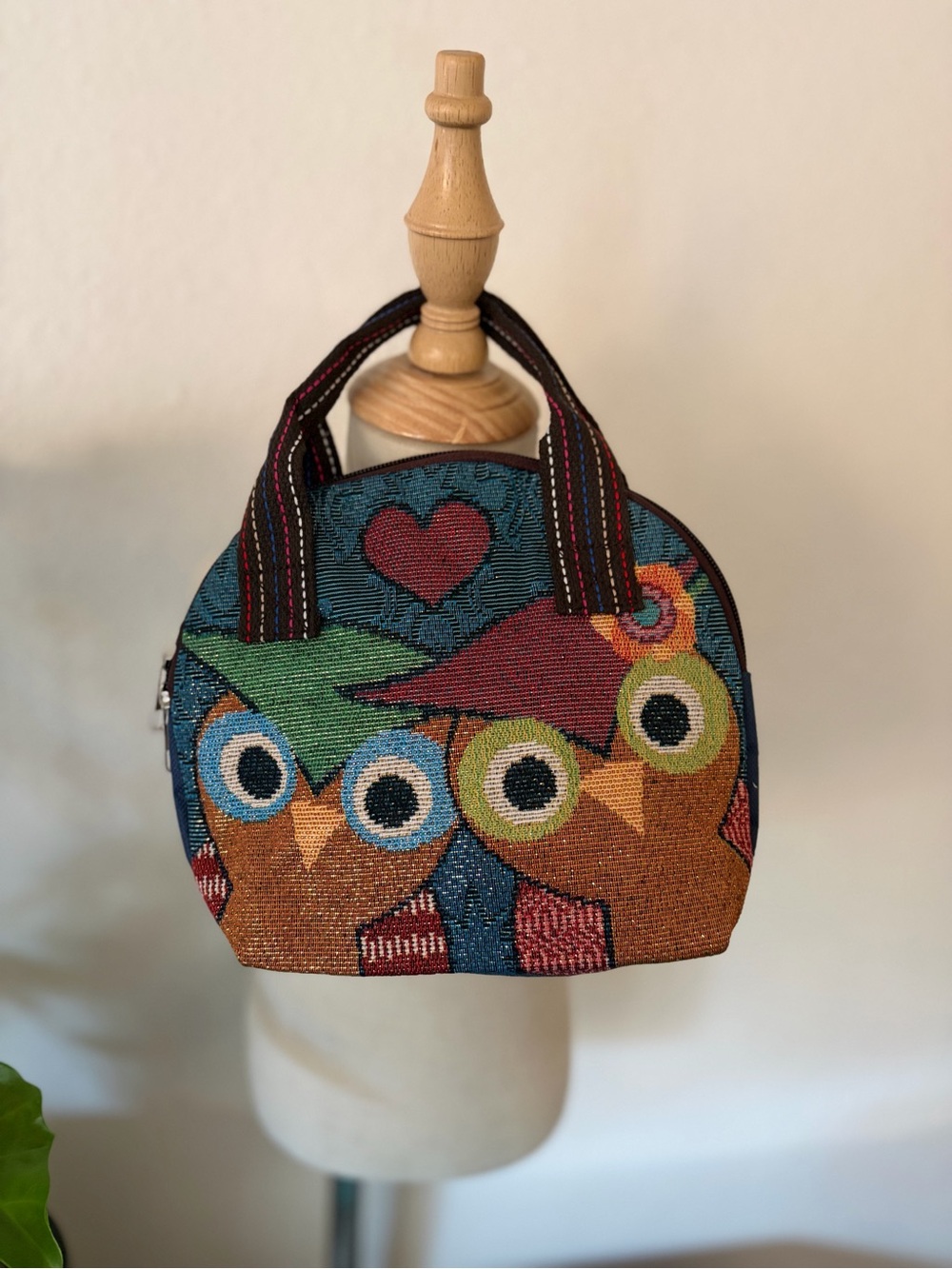 Whimsical Multicolor Owl Mini Top-Handle Bag